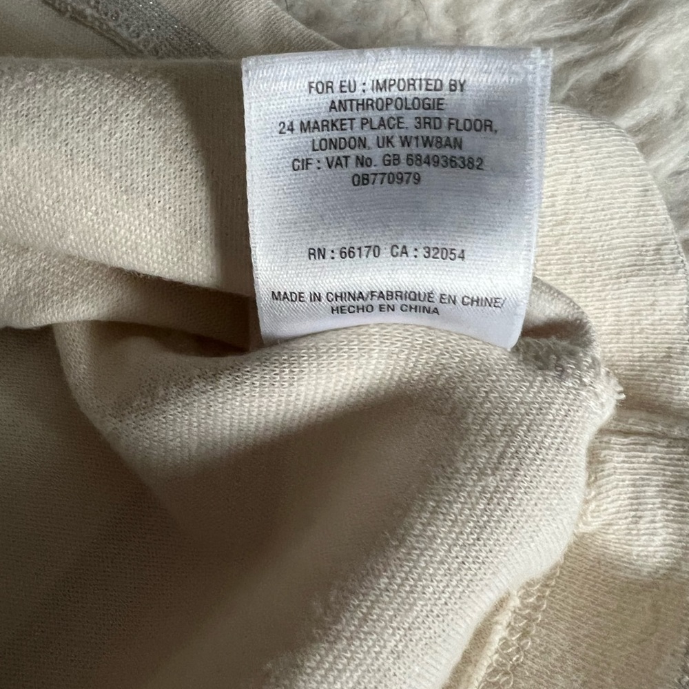 Anthropologie Maeve Helsa Stripe Ruffle Sleeve Cream Sweater Career office - Picture 7 of 8